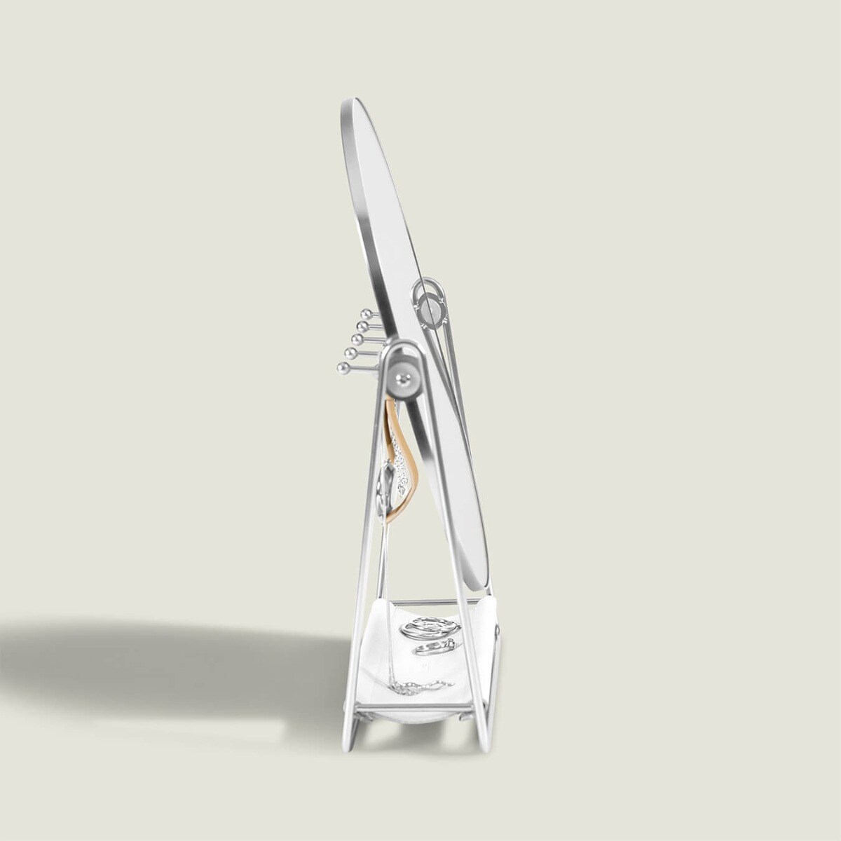 Lusterko Stackers biało-srebrne z organizerem na biżuterię