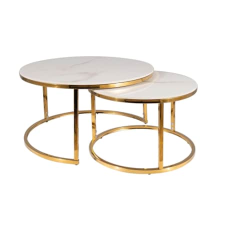 Zestaw 2 ław PORTAFINO A 80/60 biały/złoty