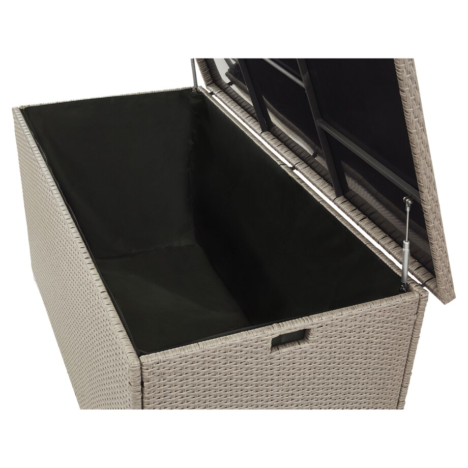 Skrzynia ogrodowa z technorattanu 155 x 75 cm beżowoszara MODENA