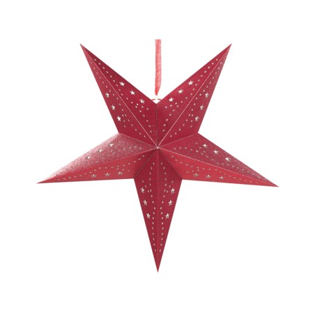 Zestaw 2 wiszących gwiazd brokatowych LED 45 cm czerwony MOTTI