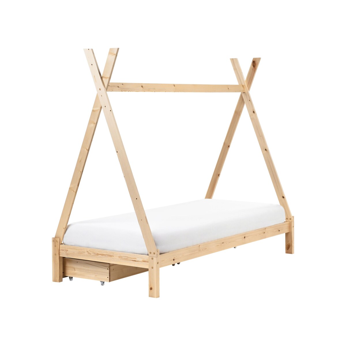 Łóżko z szufladami Drewno sosnowe DEVAY 90 x 200 cm Jasne drewno