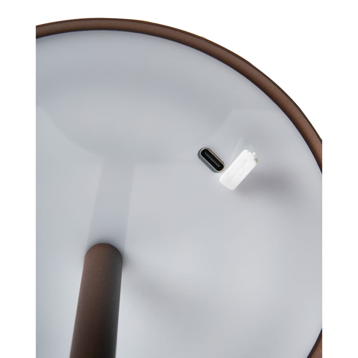 Bezprzewodowa lampa stołowa LED metalowa brązowa FRANCOLI