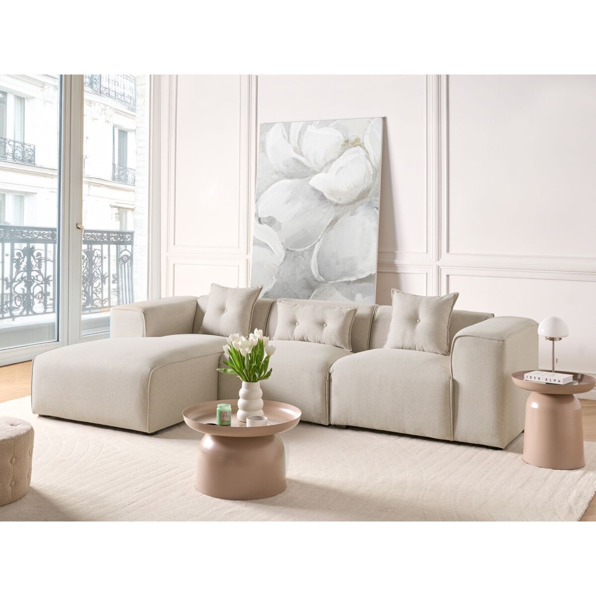 Narożnik prawostronny jasnobeżowy DOLVA