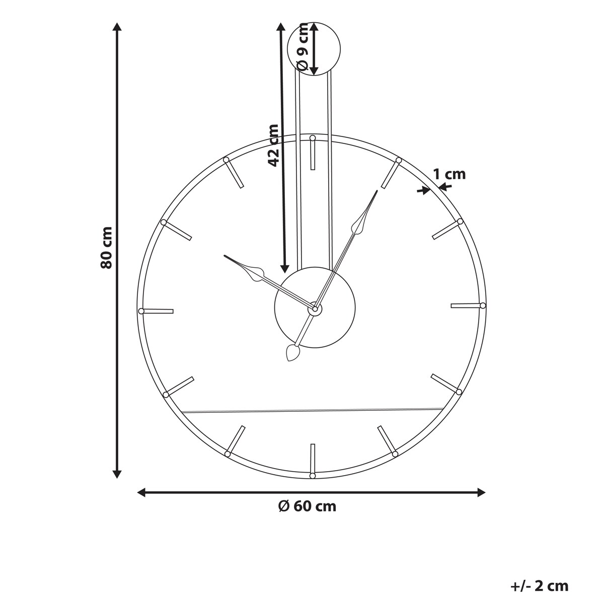 Zegar ścienny TAUGON 60 cm Metal Czarny