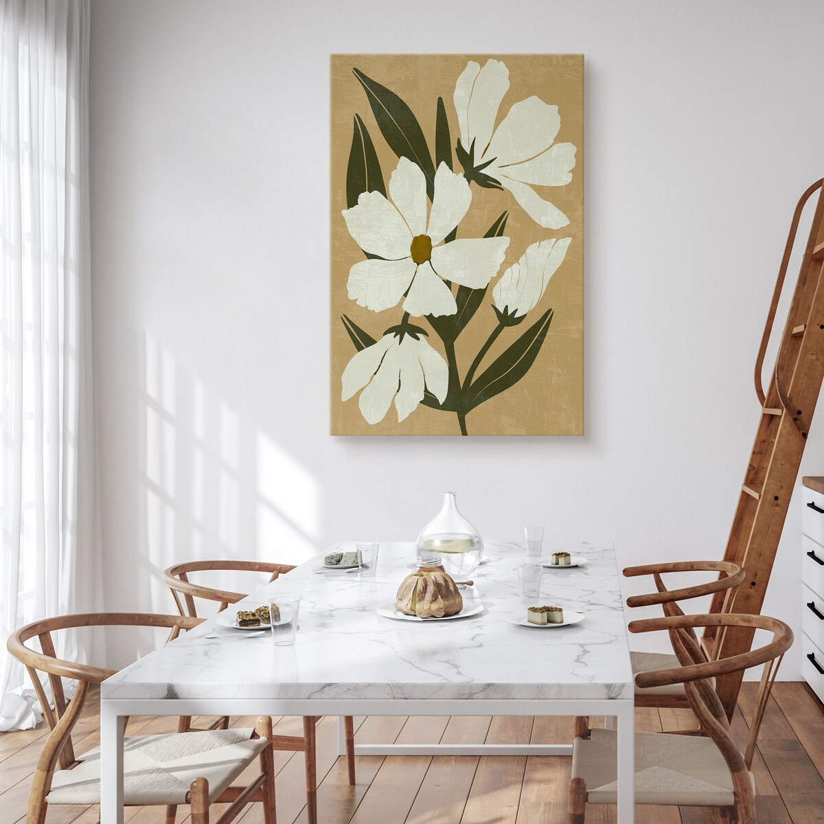 Obraz Białe Malownicze Akwarelowe Kwiaty 30x40cm