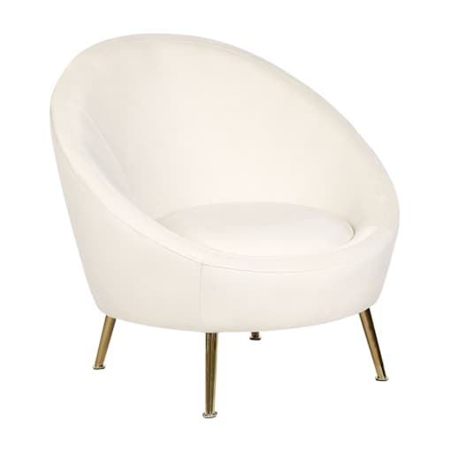 Fotel welurowy biały LANGA