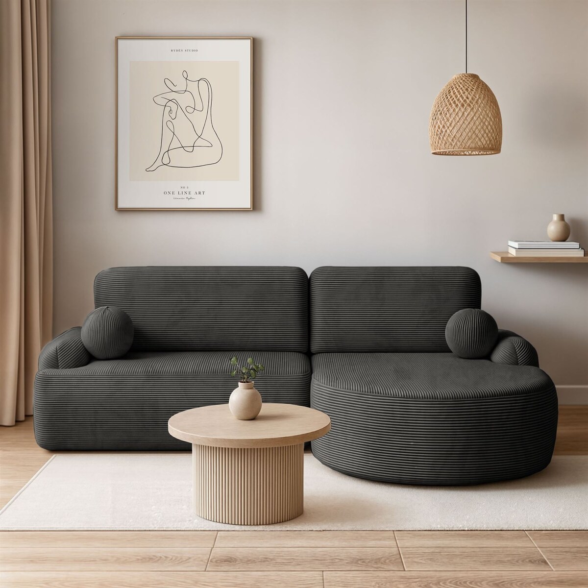 Zaokrąglony narożnik CLEO II z funkcją spania, wersja prawa, Poso 34