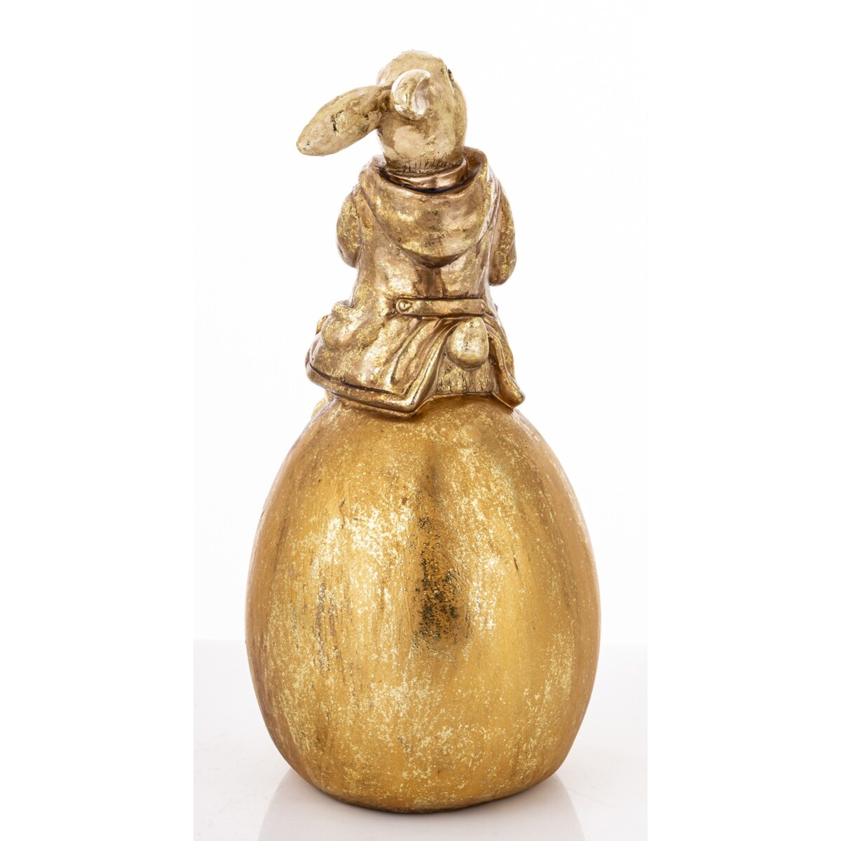 Duża dekoracja - złoty królik na złotym jajku 30,5x14x14 cm