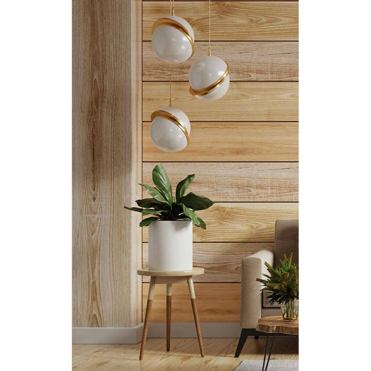 Lampa wisząca Globe MSE010100238 dwie półkule białe złote