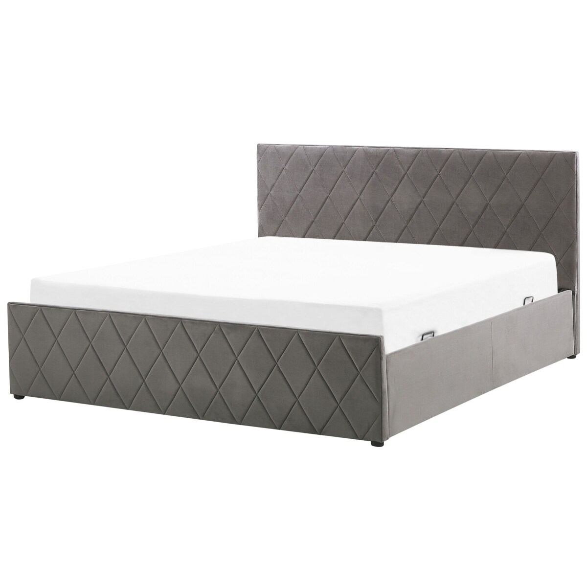 Łóżko z pojemnikiem welurowe 180 x 200 cm szare ROCHEFORT