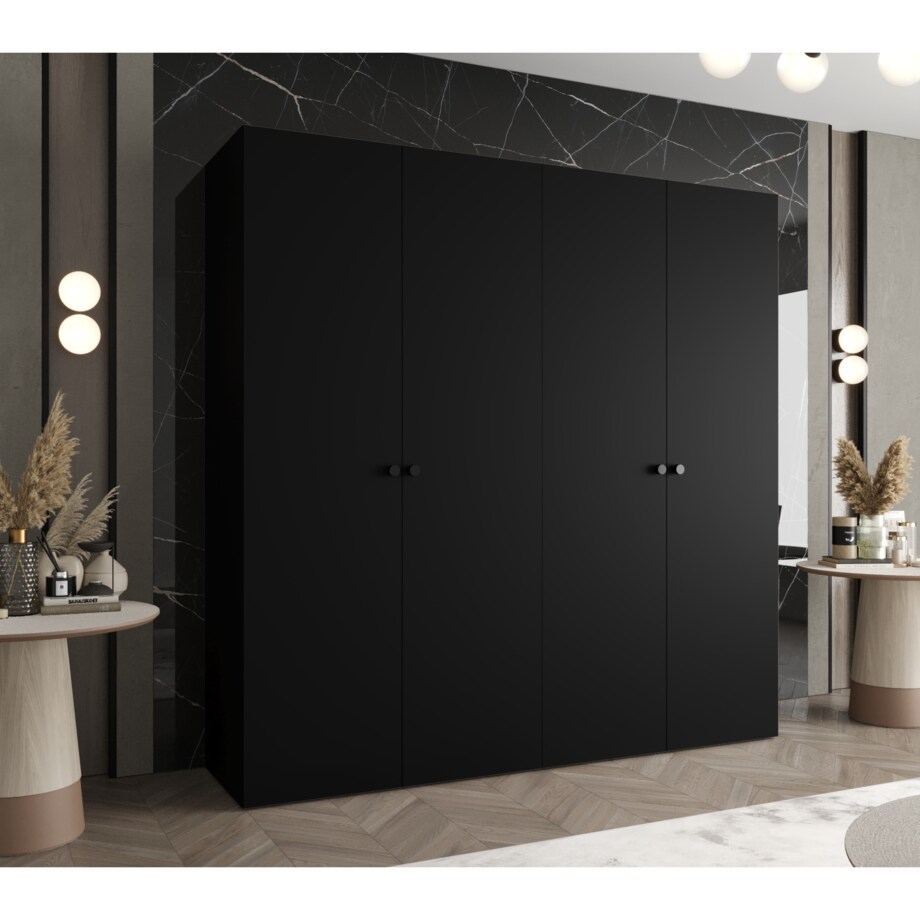 Szafa uchylna otwierana PARMA 1 200 wys. 202 cm Czarny + u. Czarny