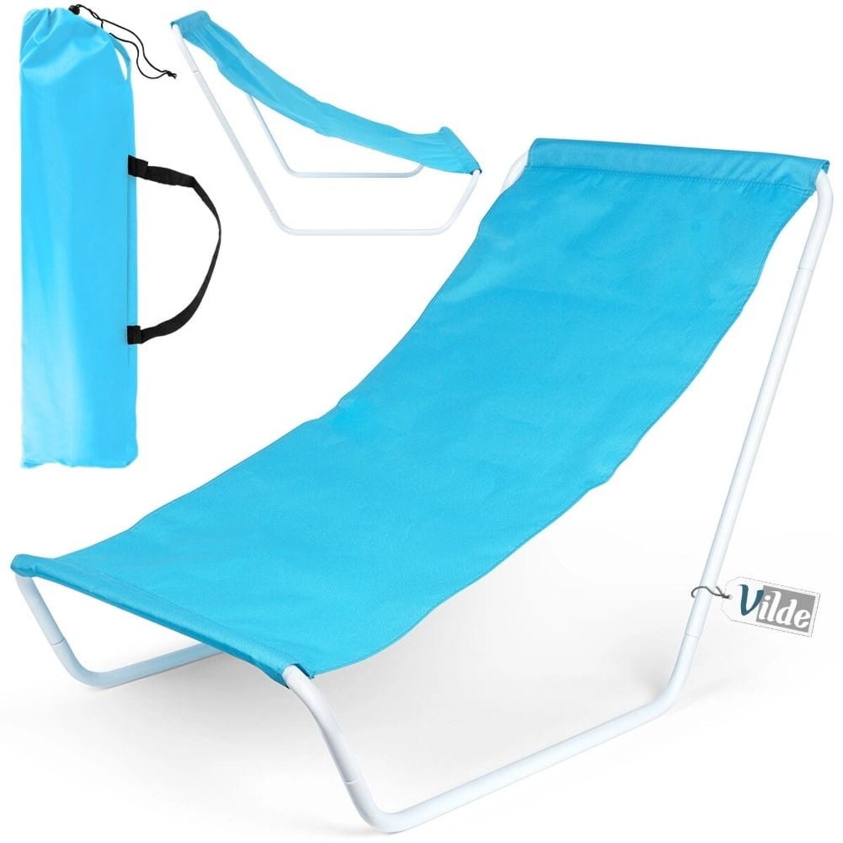 Leżak Plażowy Składany z Poręczną Torbą Kempingowy Ogrodowy Przenośny Fotel