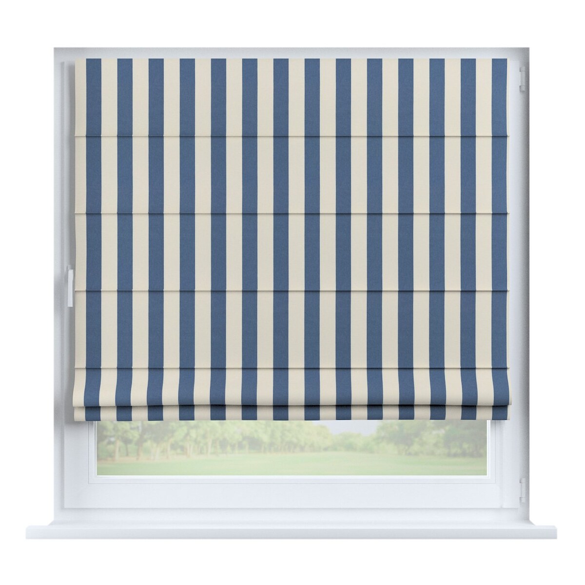 Roleta rzymska Capri, niebiesko-białe pionowe pasy (5,5cm), Quadro