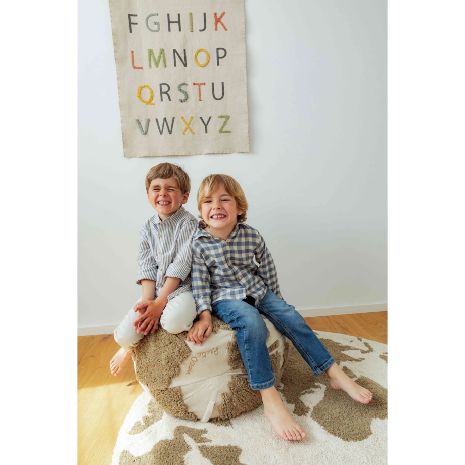 Dywan Bawełniany RugCycled Mapa Świata, Ø 120 cm, Lorena Canals