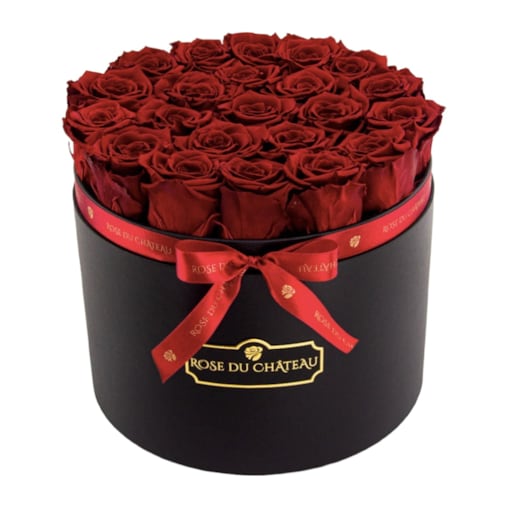 Czerwone Wieczne Róże w Czarnym Dużym Boxie