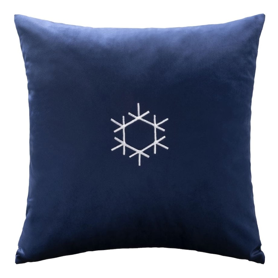 Poszewka dekoracyjna świąteczna 43x43 granatowa, śnieżynka