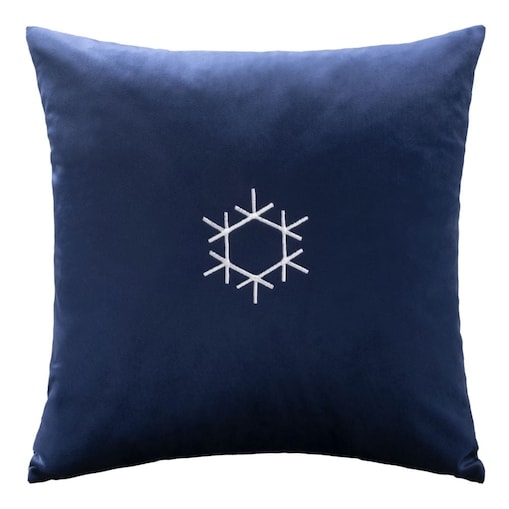 Poszewka dekoracyjna świąteczna 43x43 granatowa, śnieżynka