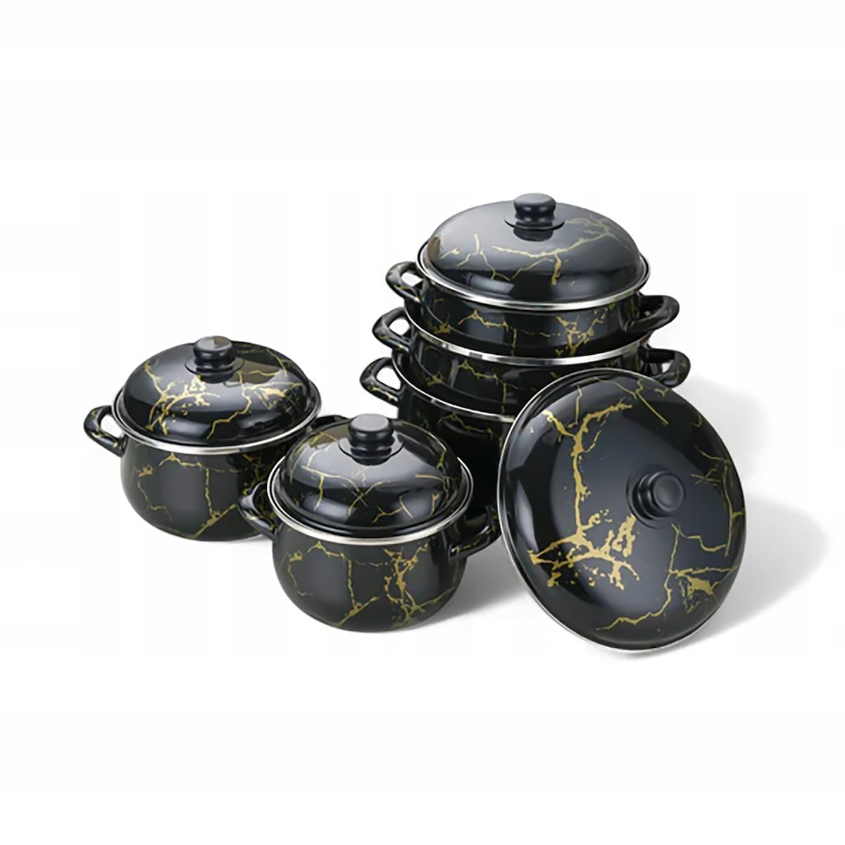 Zestaw 10-Częściowy Emaliowanych Garnków Do Gotowania Na Gaz I Indukcję