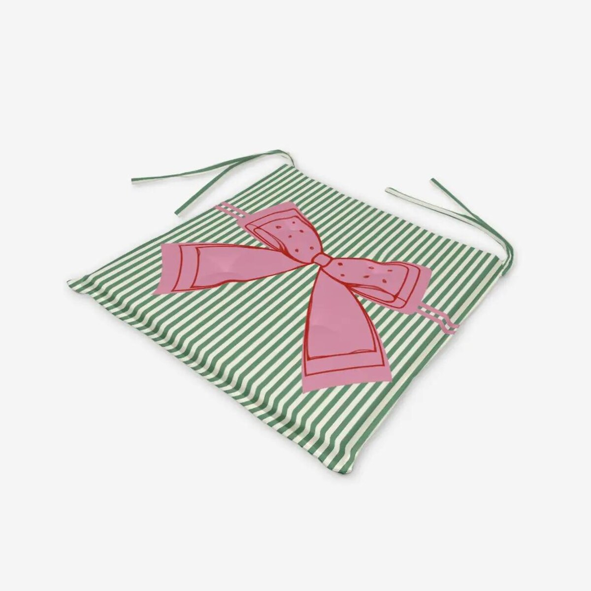 Poduszka świąteczna na krzesło - Kokardka - zielone paski