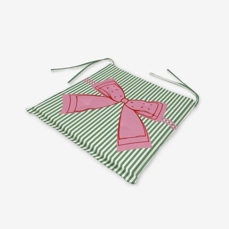 Poduszka świąteczna na krzesło - Kokardka - zielone paski