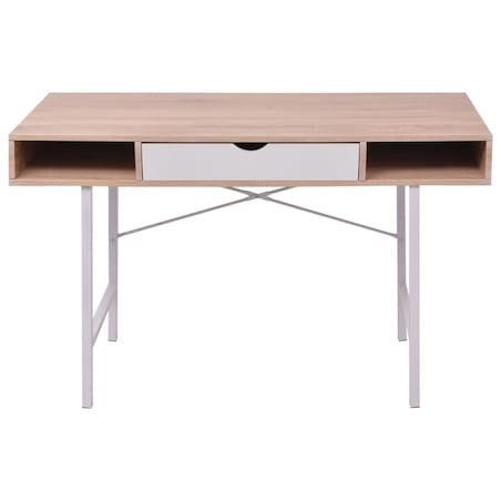 vidaXL Biurko z 1 szufladą w kolorze białym i dębowym