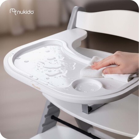 Drewniane krzesełko do karmienia Nukido tacka solidne regulowane pasy 703001