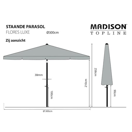 Madison Parasol ogrodowy Flores Luxe 300 cm, okrągły, ceglana czerwień