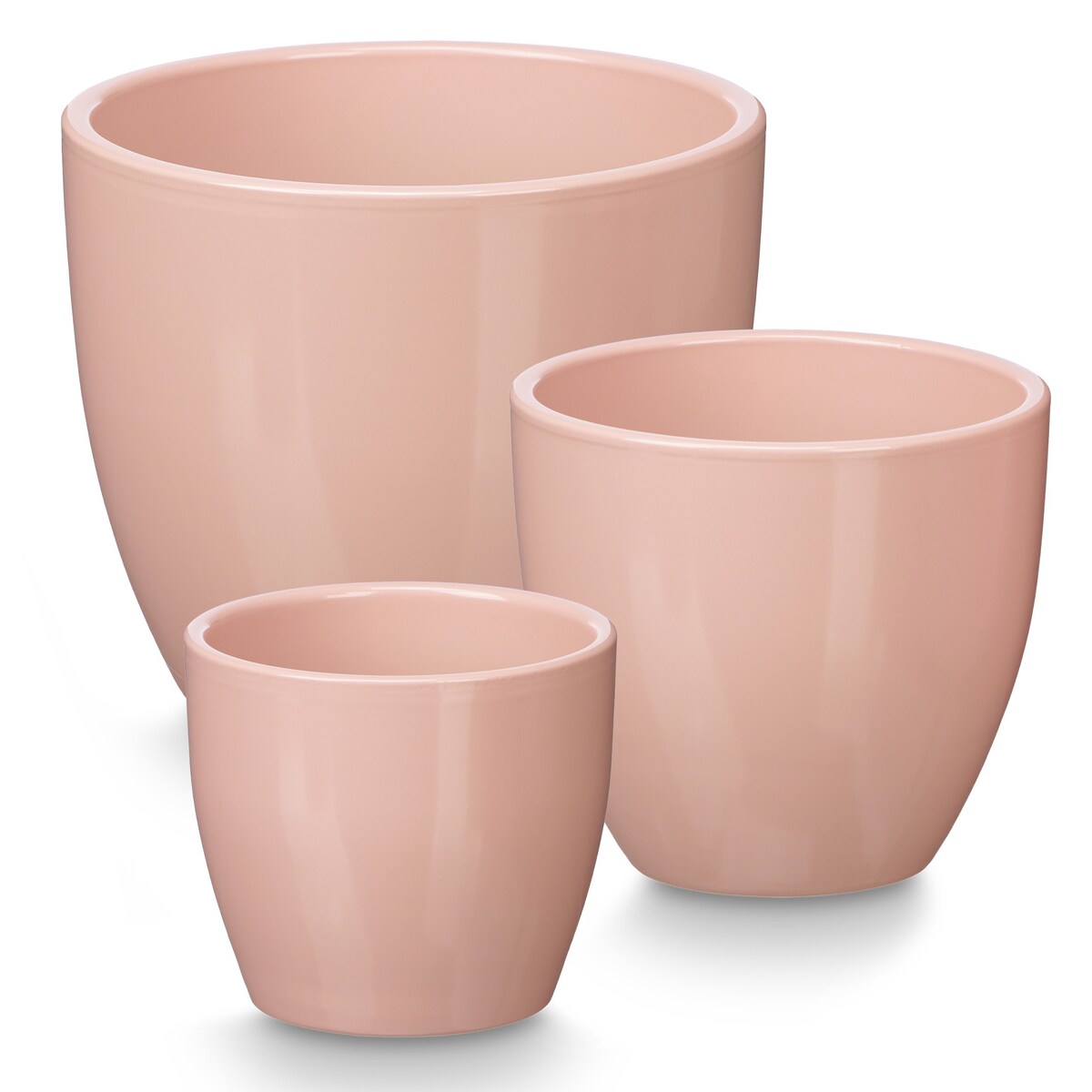 Zestaw 3 doniczek ceramicznych Ø14, 17, 22 cm VASOS okrągłe różowe