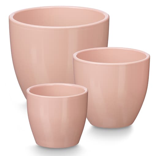 Zestaw 3 doniczek ceramicznych Ø14, 17, 22 cm VASOS okrągłe różowe