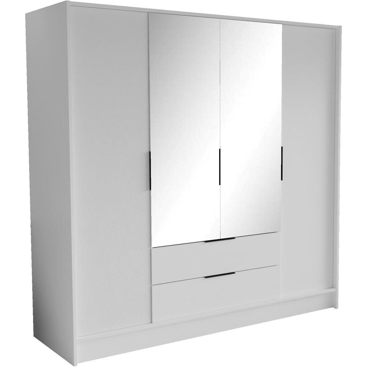 Szafa NIKOLA 200 z lustrem i regulowanymi półkami, do przedpokoju -biała
