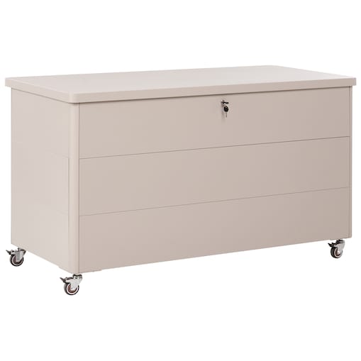 Skrzynia ogrodowa KYMI 136 cm 55 cm Metal z kółkami Beżowy