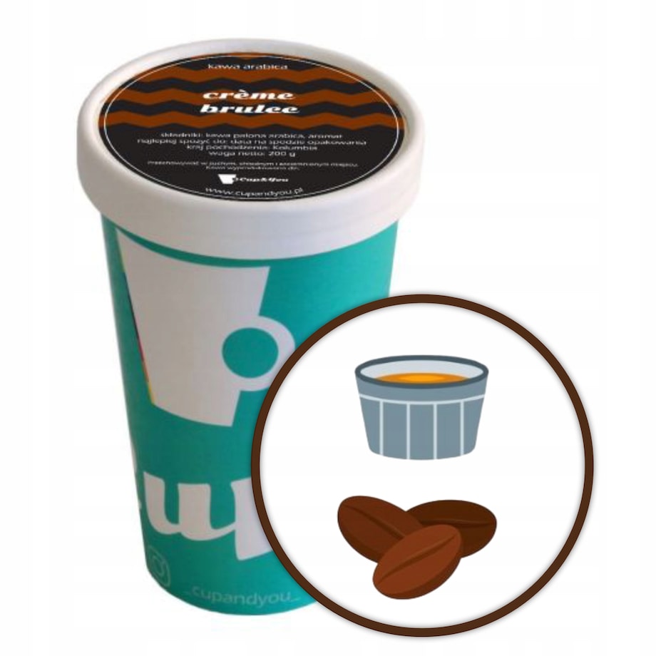 Kawa aromatyzowana smakowa CREMEE BRULEE ziarnista ARABICA Cup&You 200g - kawa deserowa