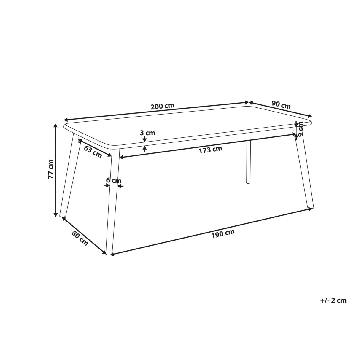 Stół do jadalni KEHO Dąb ciemny 200 cm 90 cm