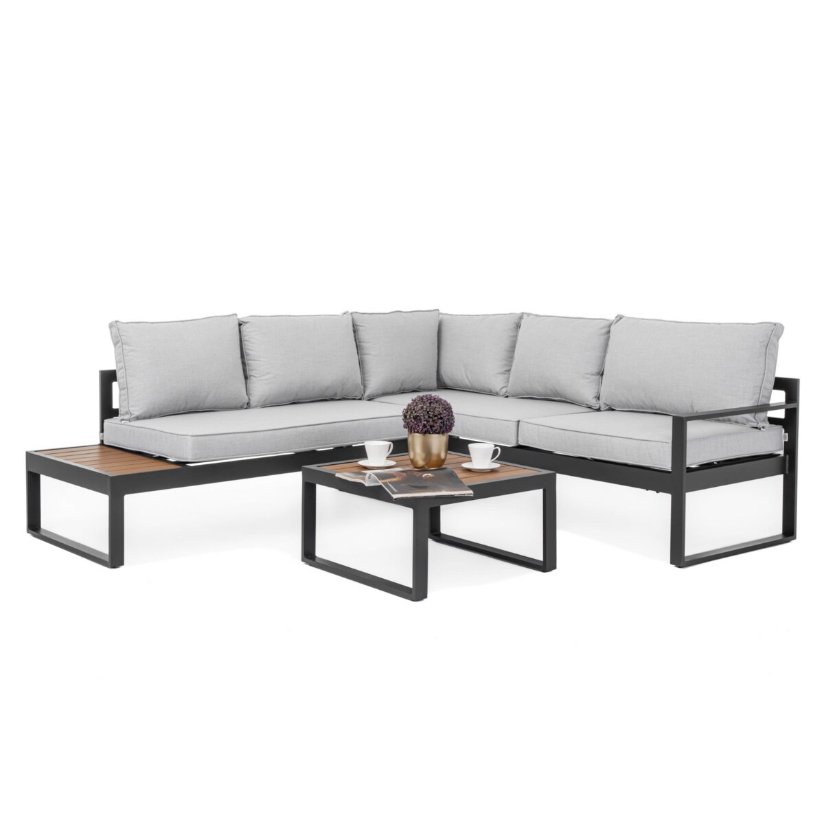 MEBLE OGRODOWE ALUMINIOWE NAROŻNIK NICEA SZARO GRAFITOWA LEWA