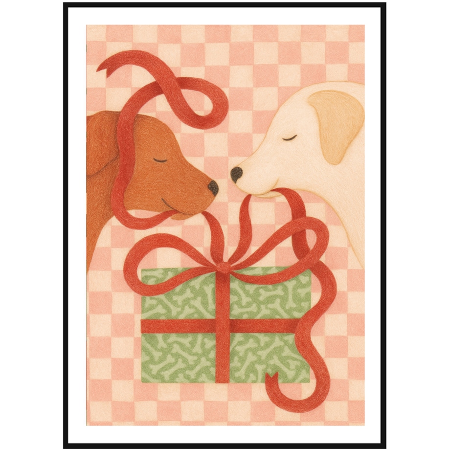 Poster Story, Plakat, Obraz - Psy Dzielące się Prezetem, wymiary 21 x 30 cm