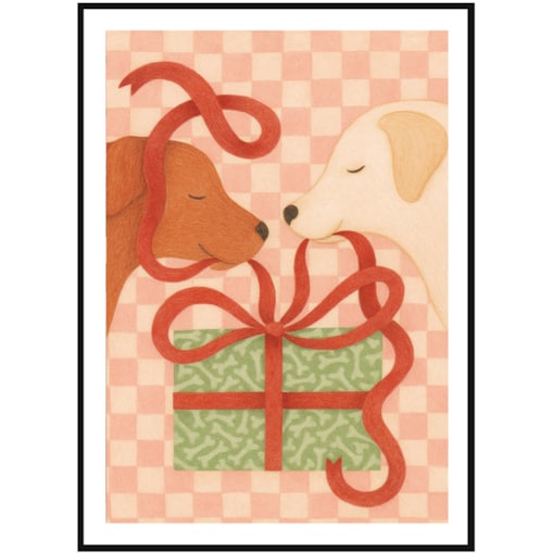 Poster Story, Plakat, Obraz - Psy Dzielące się Prezetem, wymiary 21 x 30 cm