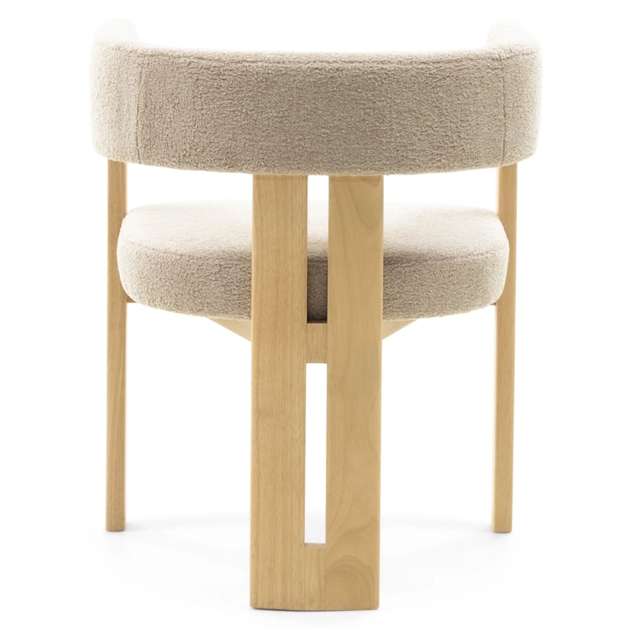 Krzesło do jadalni drewno kauczukowe GOMMA 70x57x53 cm kremowe boucle