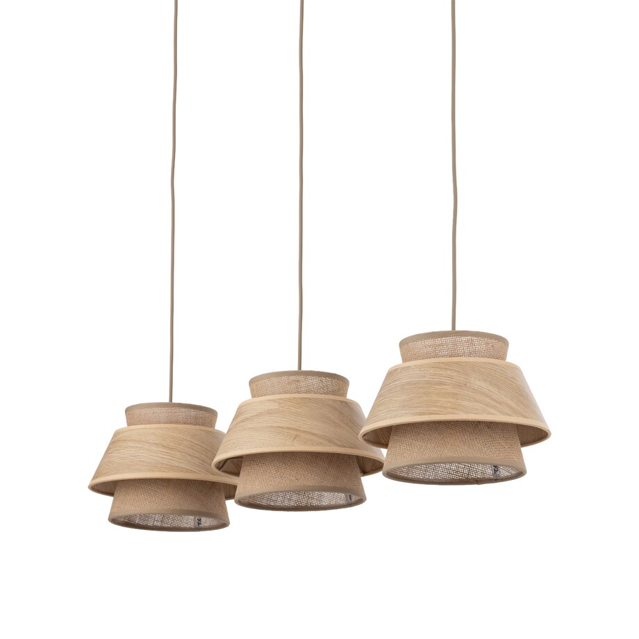 Lampa Wisząca Belka Tk Lighting Kalum Len Fornir 3Xe27 Skandynawski, Boho, Japandi