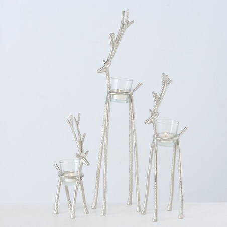 Świecznik Reindeer 37cm silver, 9 x 13 x 37cm
