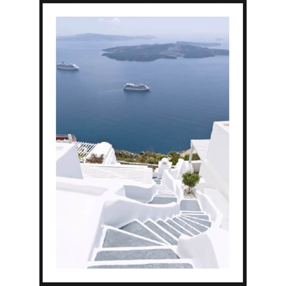 Poster Story, Plakat, Obraz - Białe Schody na Santorini, wymiary 60 x 84 cm