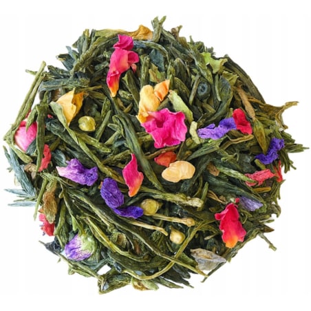 Herbata zielona EGZOTYCZNA truskawki maliny kwiat róży ananas mango papaja - herbata liściasta sypana mieszanka napar susz