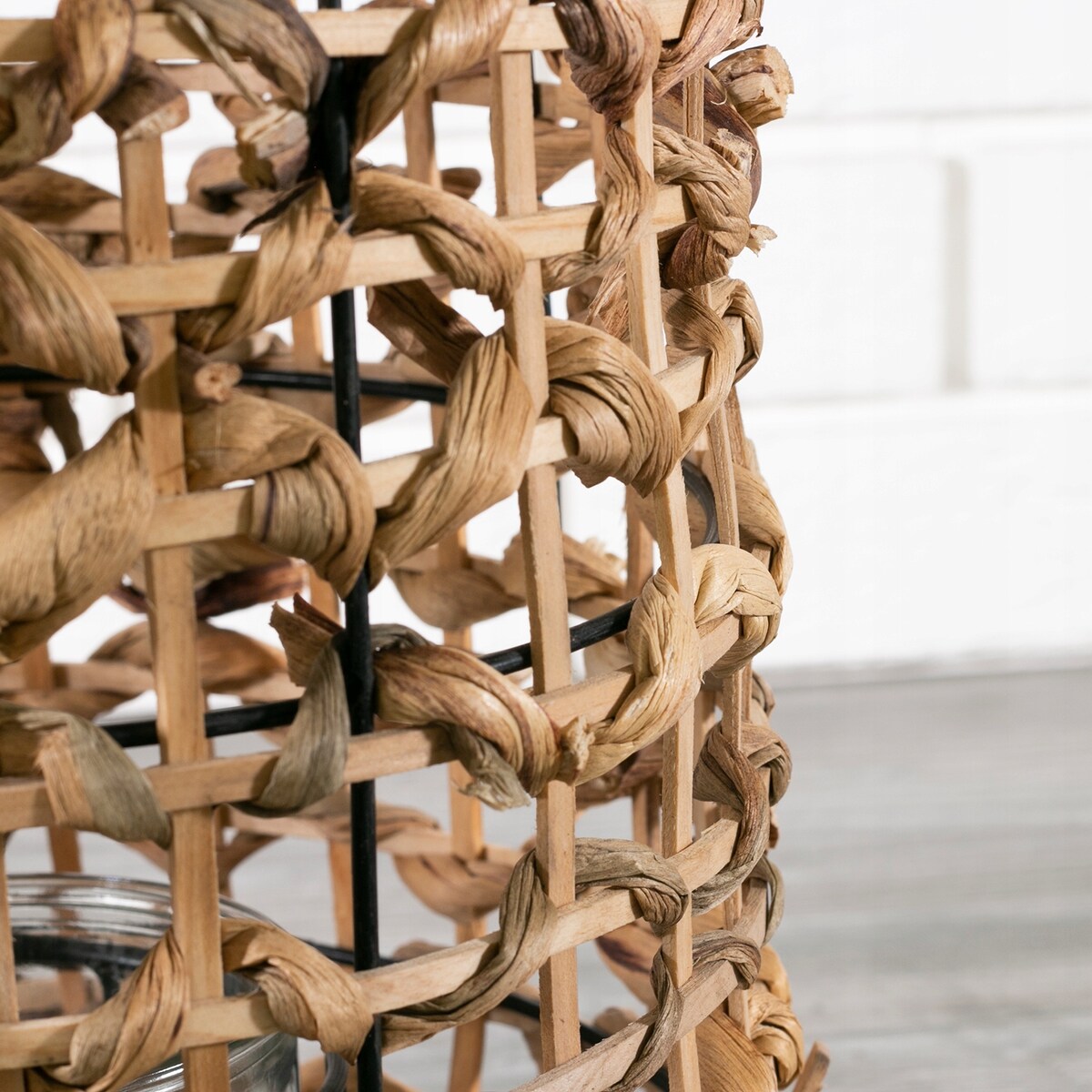 LAMPION STYL BOHO bambusowy kolor naturalny