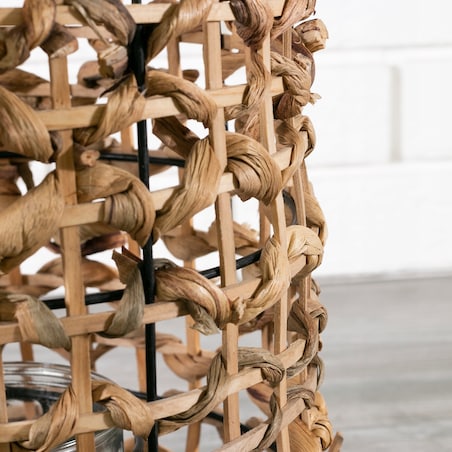 LAMPION STYL BOHO bambusowy kolor naturalny