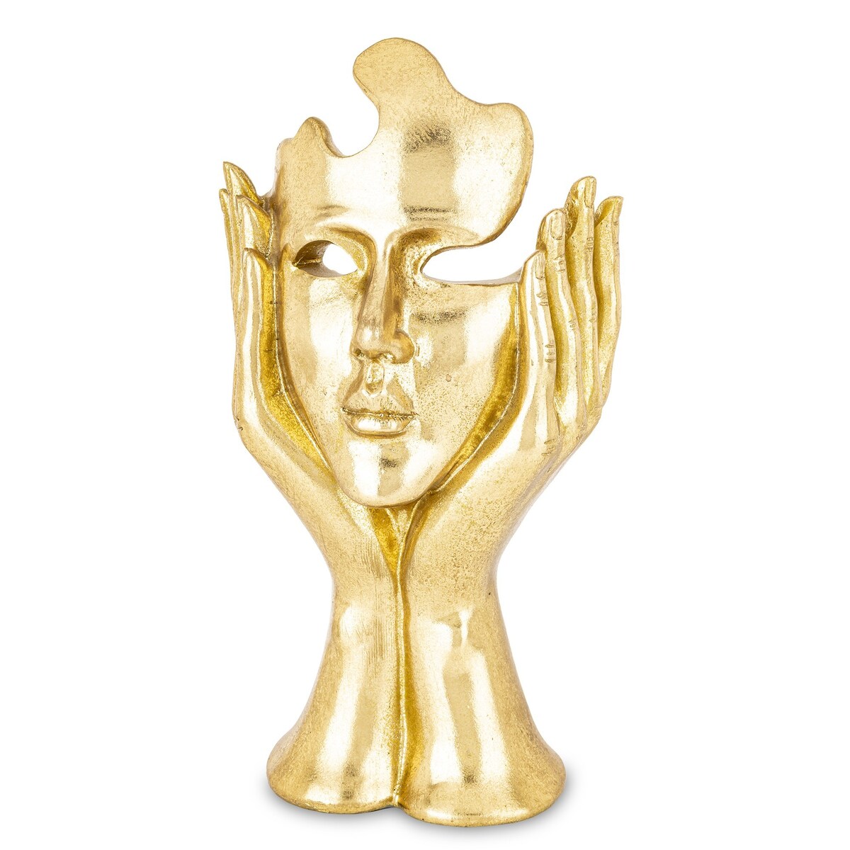 Dekoracja złota maska w kobiecych rękach 30x16x12 ASPETTO