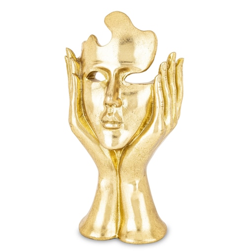 Dekoracja złota maska w kobiecych rękach 30x16x12 ASPETTO