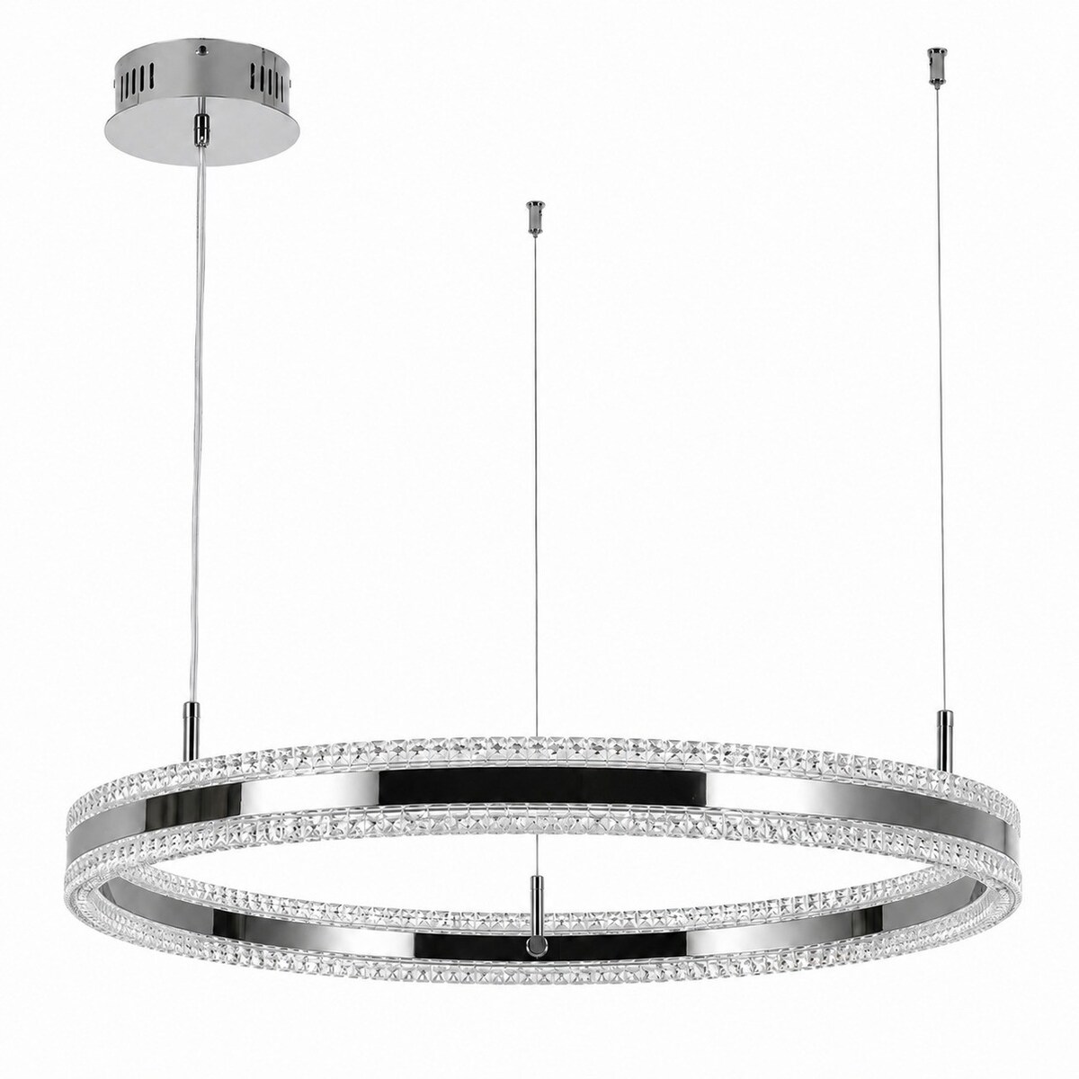 Lampa wisząca ARKADIA LED 80 cm - tytanowa z kryształowym pierścieniem