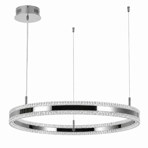 Lampa wisząca ARKADIA LED 80 cm - tytanowa z kryształowym pierścieniem