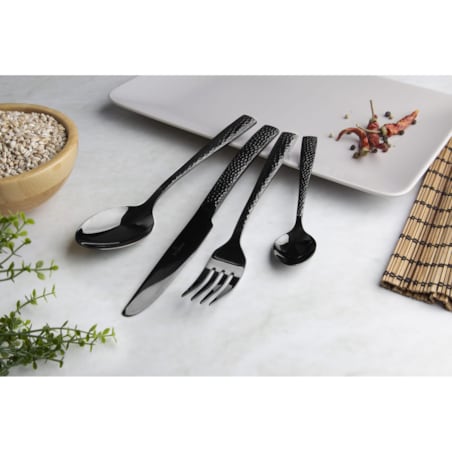 Komplet sztućców 24 elementy dla 6 osób błyszczące sztućce czarne BERLINGER HAUS Shiny Black