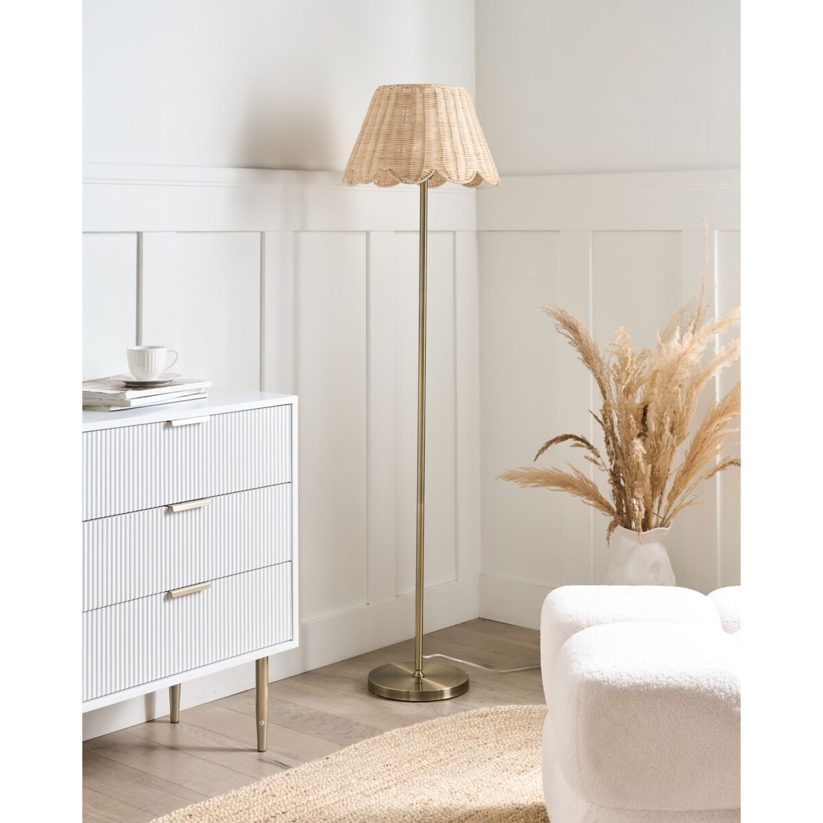 Lampa podłogowa SALM Rattan Naturalny