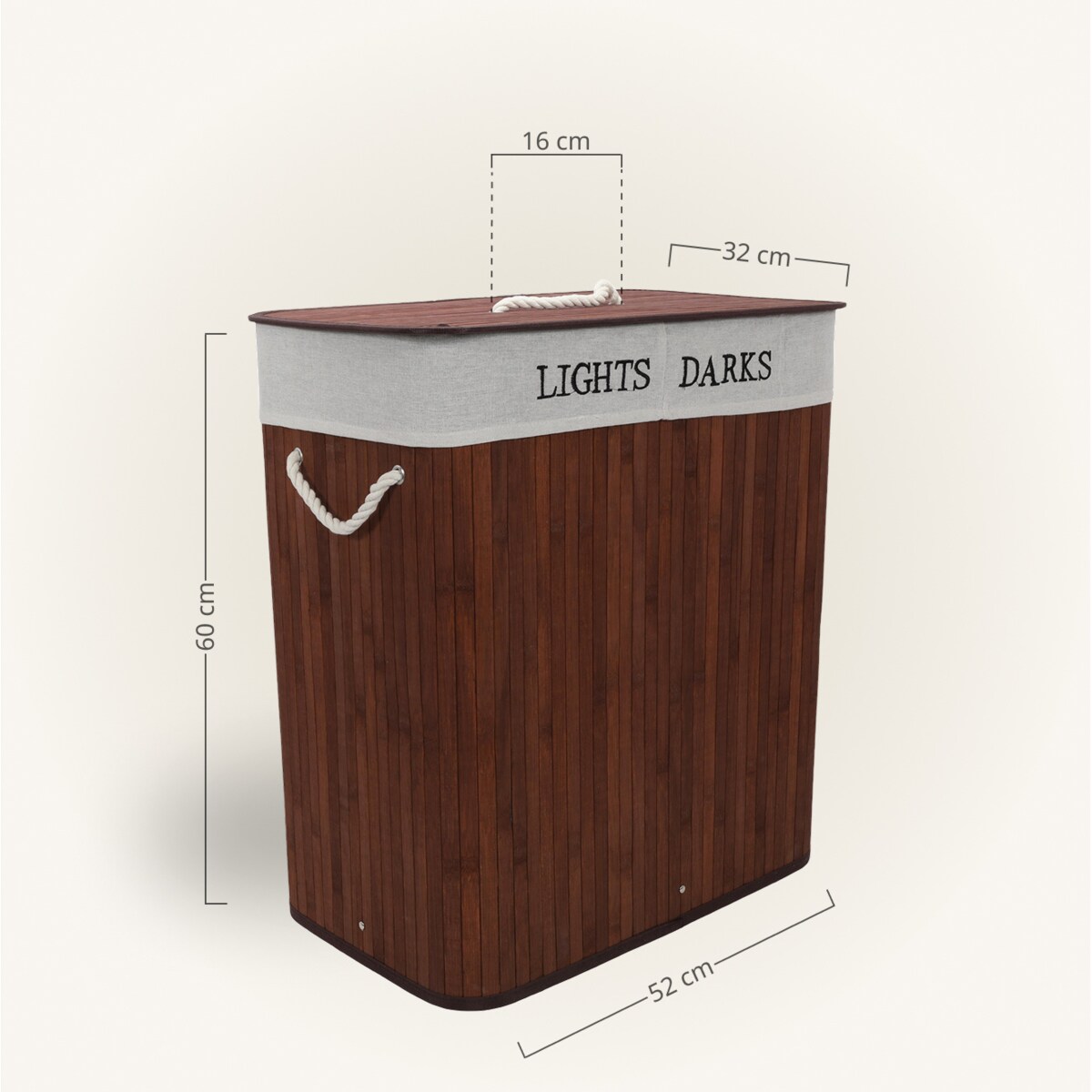 Bambusowy kosz na pranie, dwie komory SVANA, 100 l